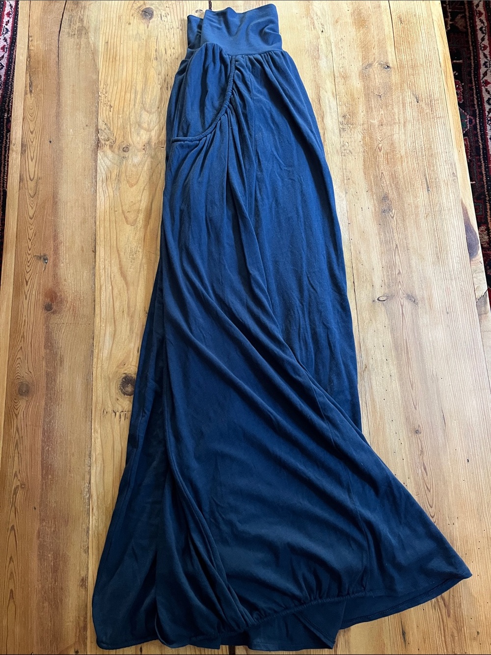 GARNET HILL S Classic Navy Blue Favorite Knit Maxi Skirt Lagenlook